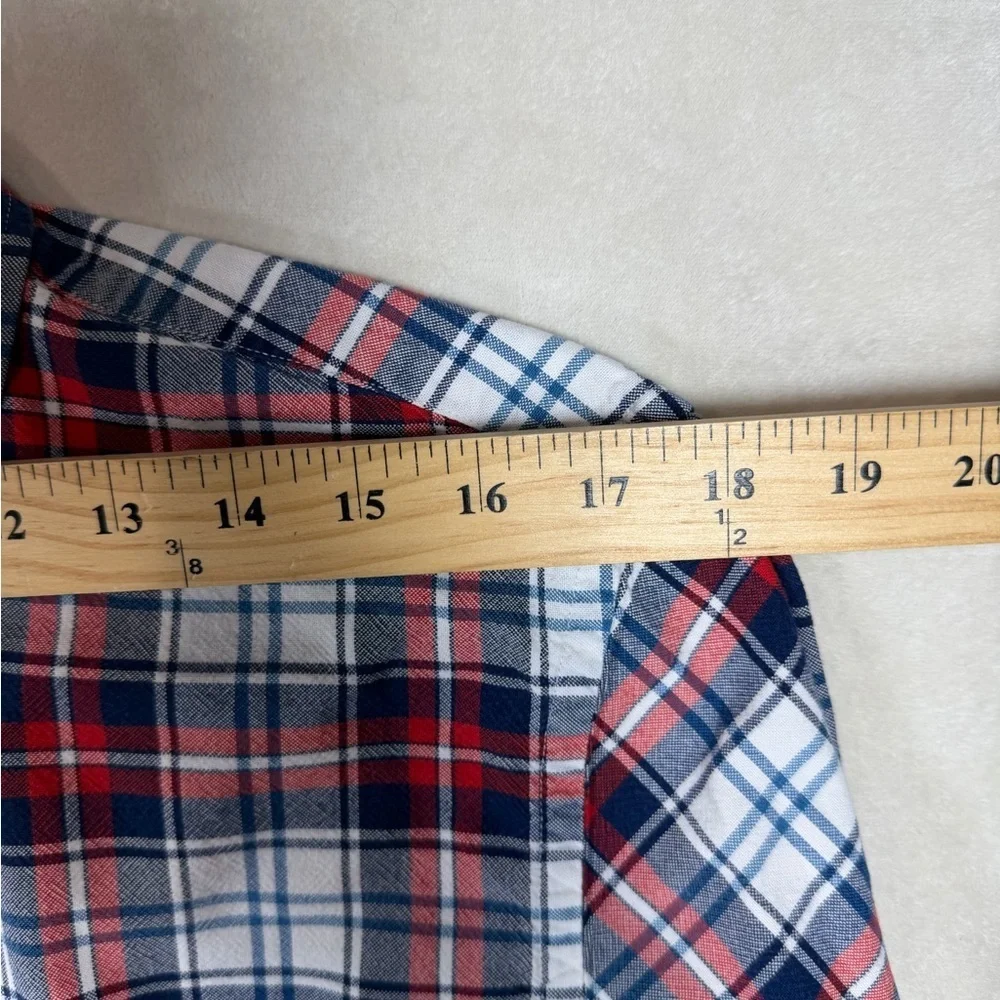 Lot of 2 J. Crew Medium Red and Blue Plaid Flannel Casual Button-Down Shirts